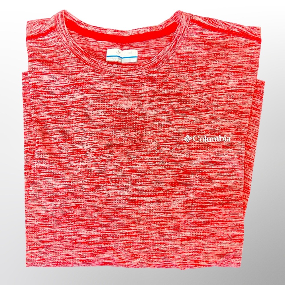 Columbia Omni-Wick Mens Long Sleeve Activewear Shirt Red Heathered Size Medium